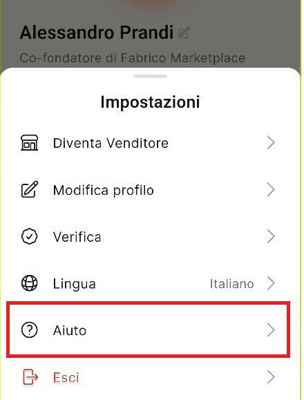 Passo 2 - Menu Aiuto